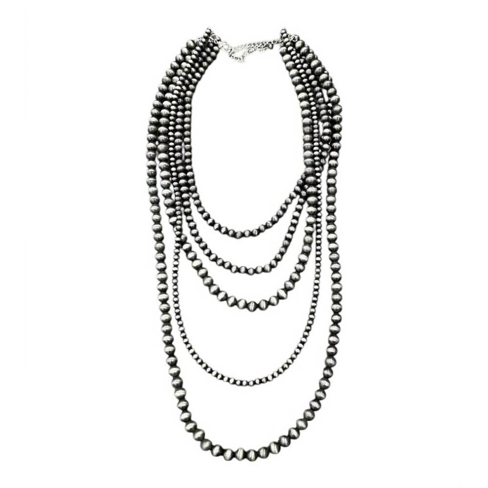 NEW ISAC TRADING women's handmade navajo bead faux necklace five strand in multi